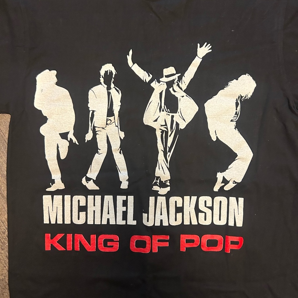 Vintage Michael Jackson King of Pop T-Shirt Black Adult Small Faded Graphic - Picture 4 of 7